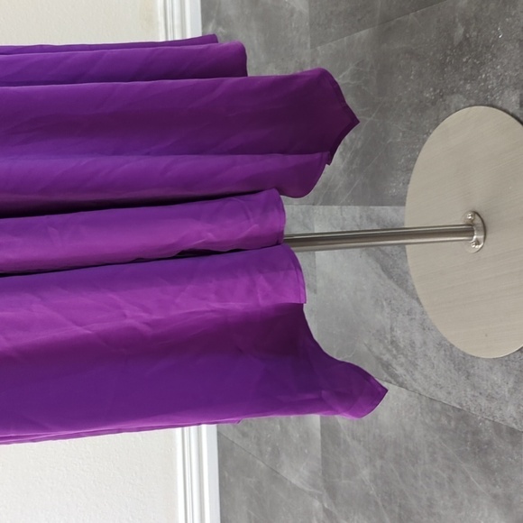 Gomorn V Neck Flounce Sleeve Handkerchief Hem Blouson Dress Purple 1X preppy - Picture 4 of 7